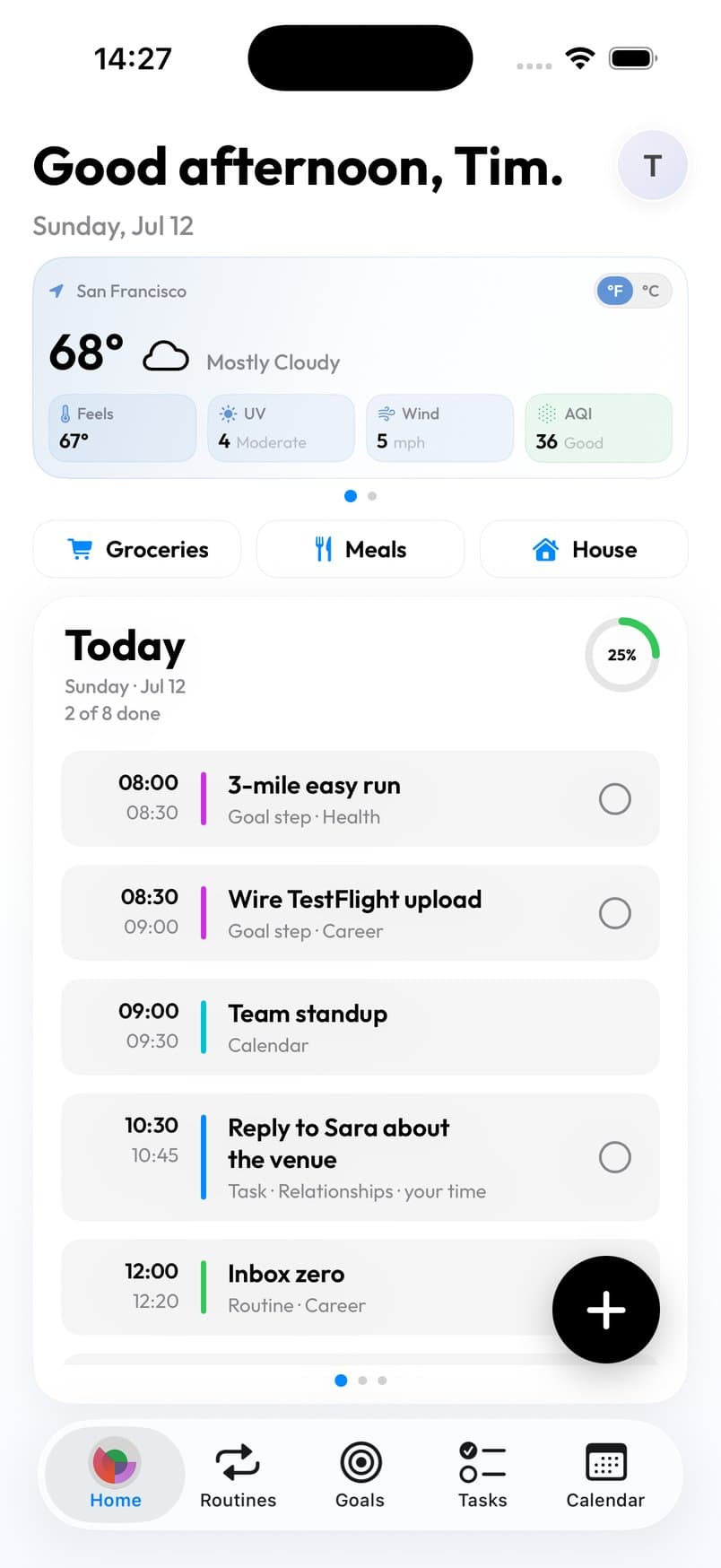 AXON app home screen